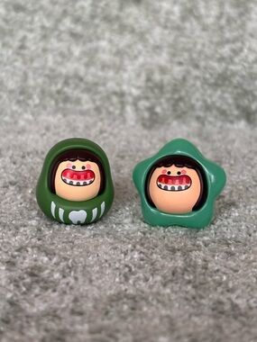 Gummy green Pop Bean bundle of 2 | Discontinued POP MART | Daruma and star beans